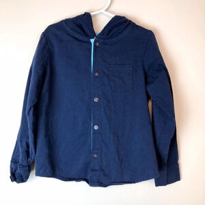 Splendid | Boys Navy Hooded Button Down Shirt 5/6